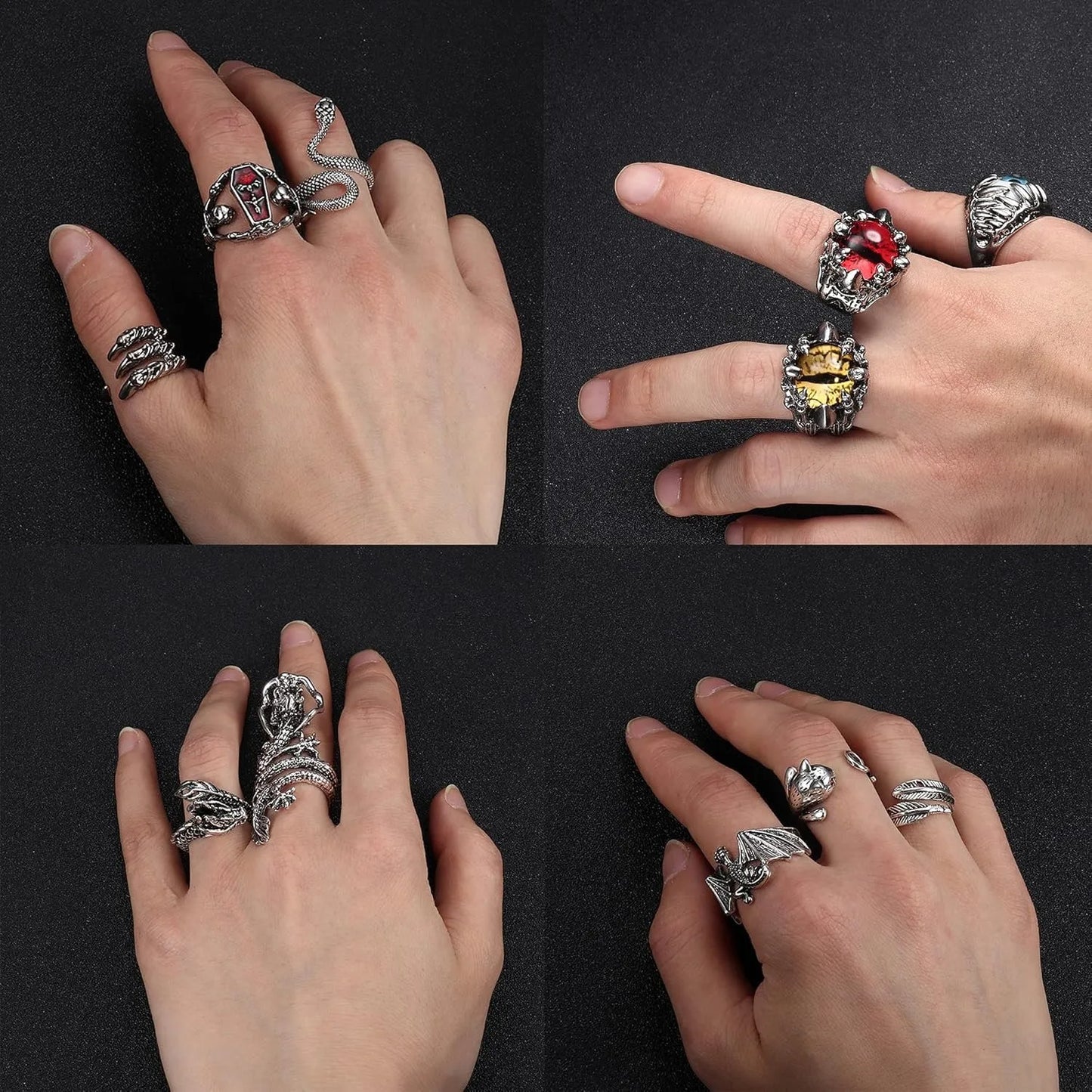 Set Bagues Punk Vintage